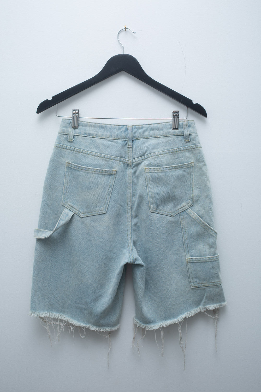 Light Wash Denim Carpenter Shorts – Distressed Y2K Cut-Offs
