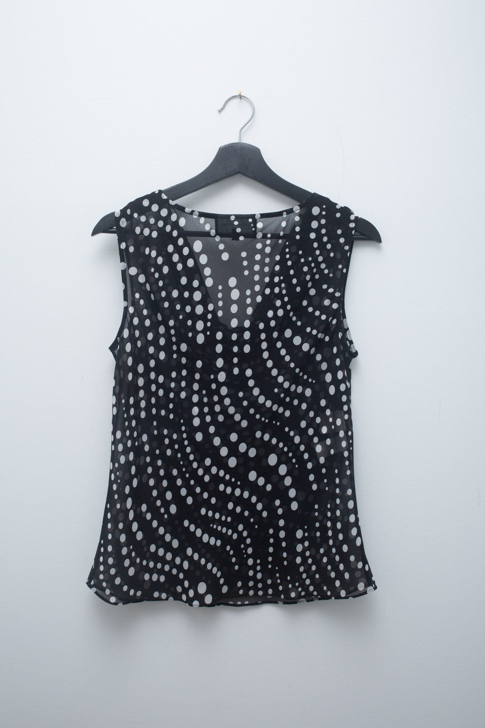 Jones New York Black & White Polka Dot Blouse – Vintage Draped Cowl Neck Top