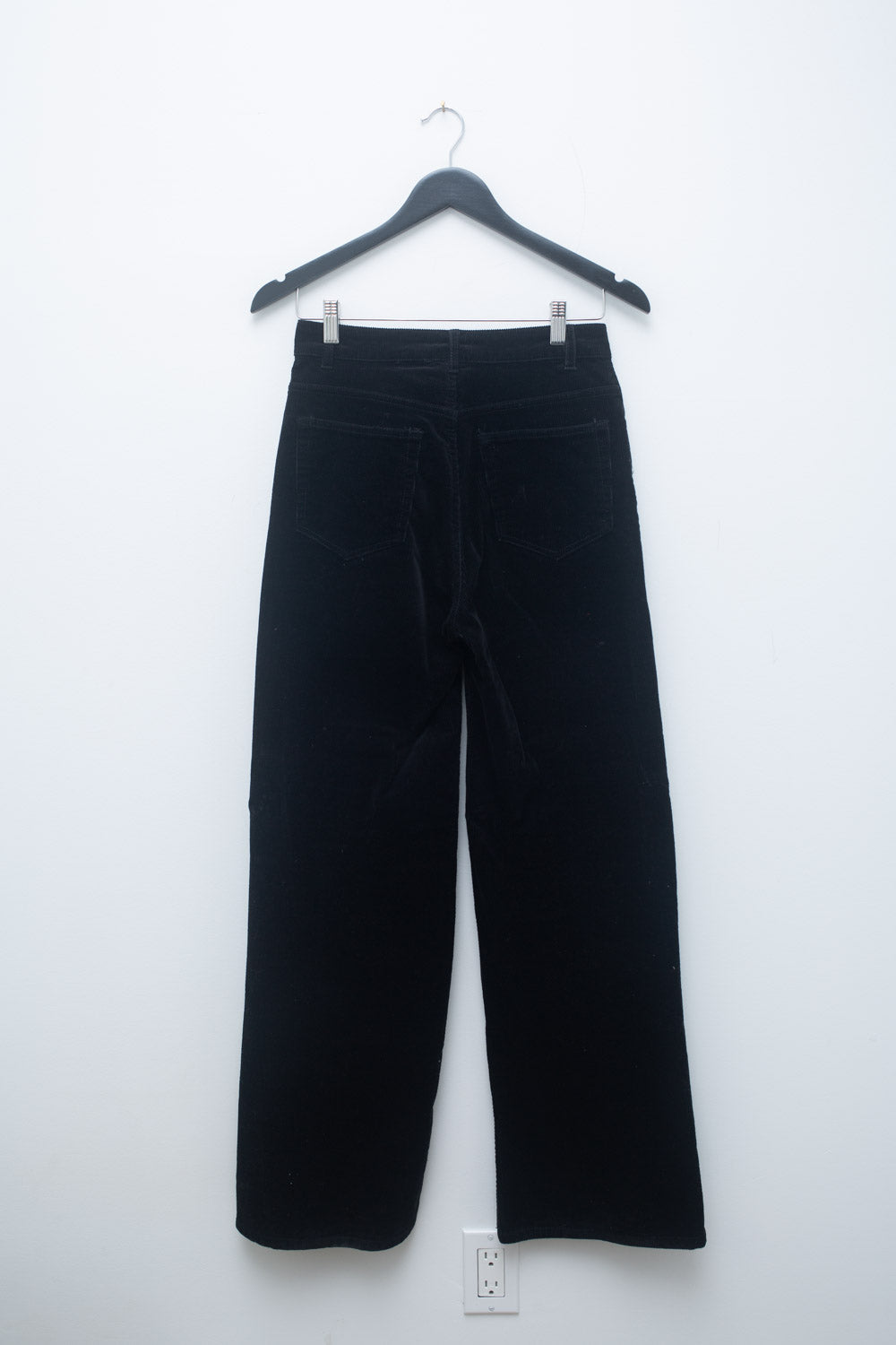 1970s inspired Black Corduroy Pants – High-Waisted Wide-Leg Trousers
