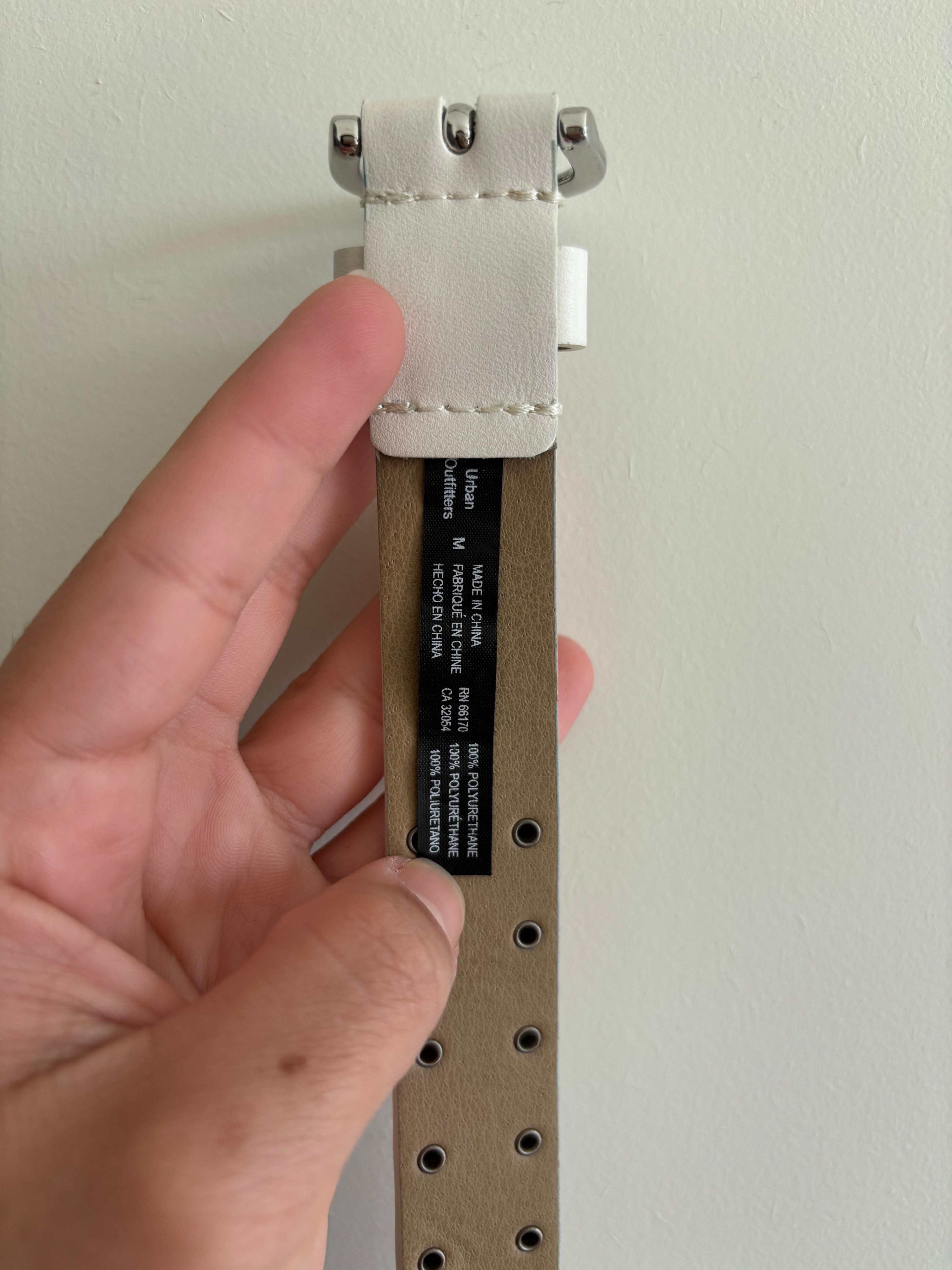 White Studded Y2K Belt with Silver Buckle