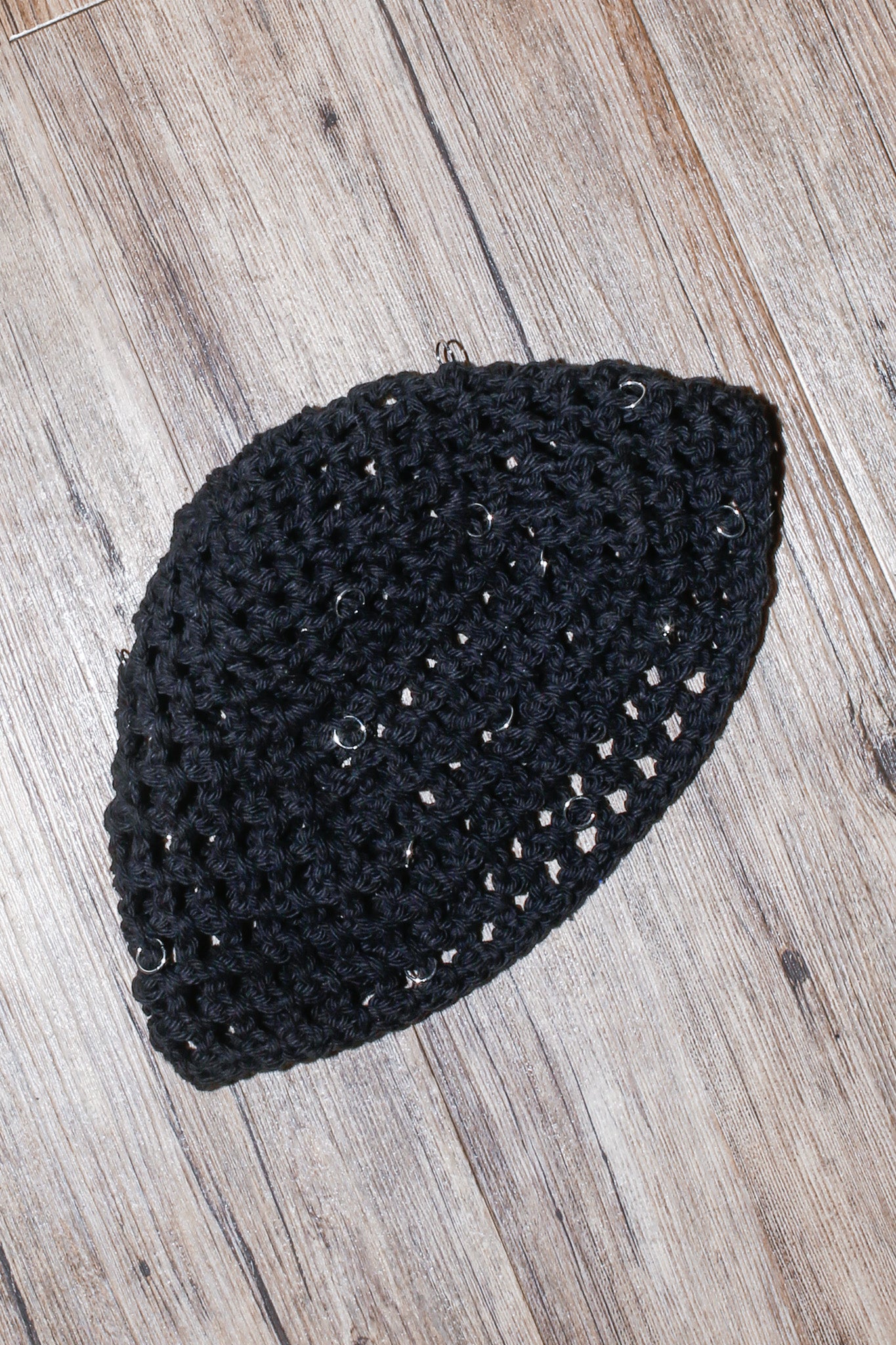 nextuser Handmade Crochet Collection—Black Mesh Skull Cap
