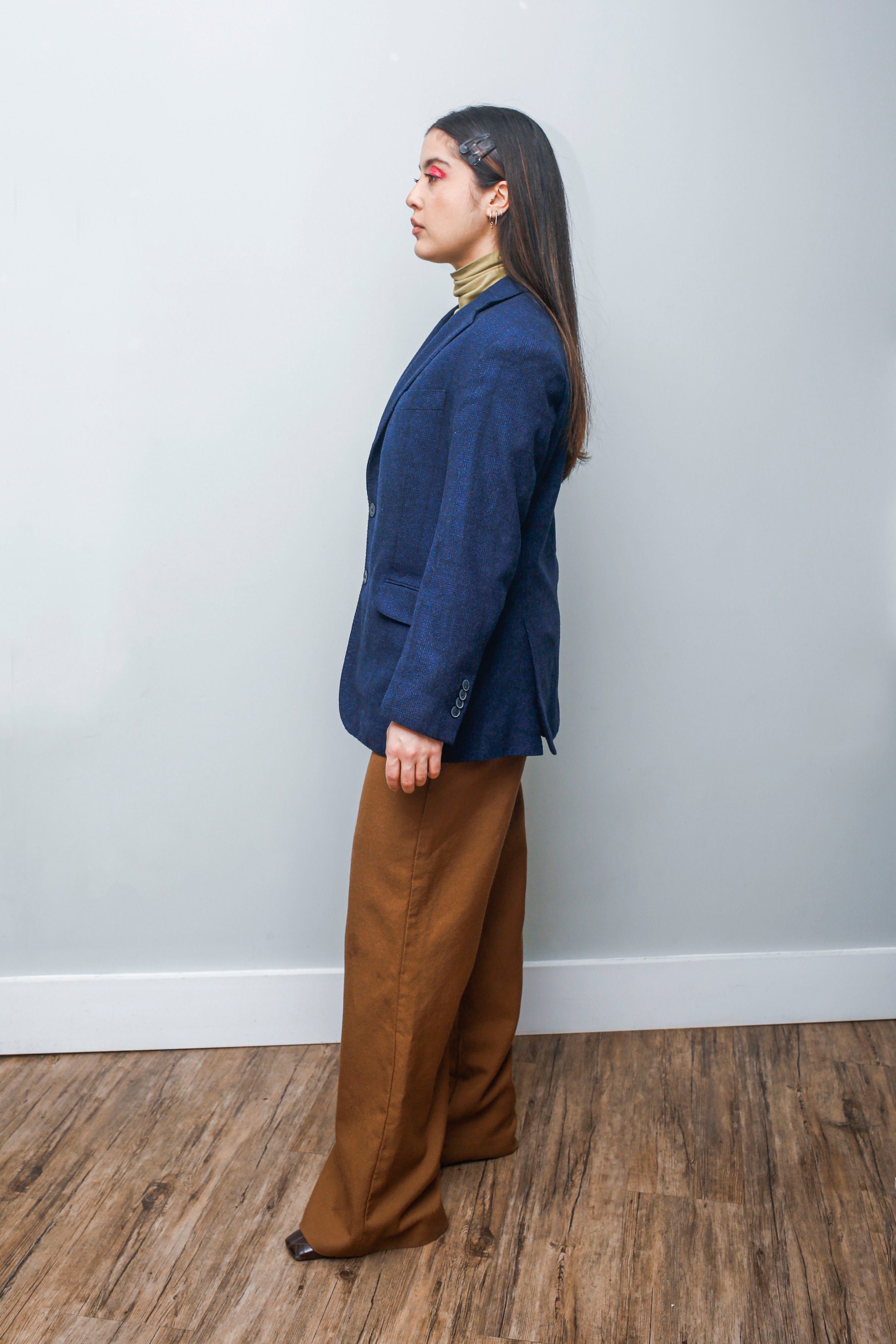 Classic Navy Blue Textured Blazer