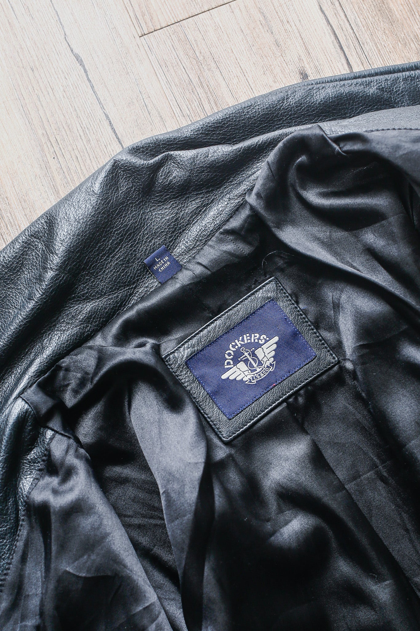 Vintage Black 100% Leather Double-Breasted Jacket