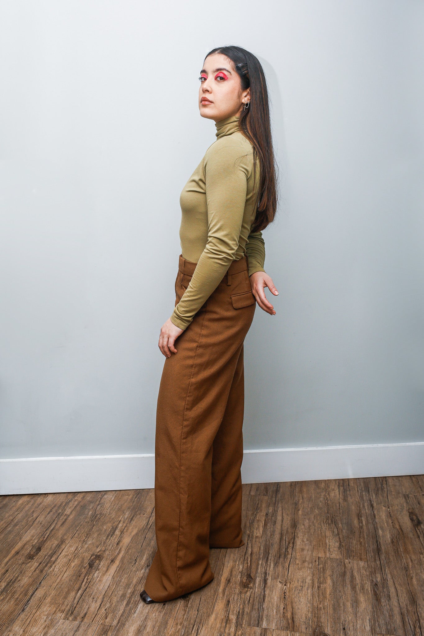 Brown High-Waisted Workwear Pants