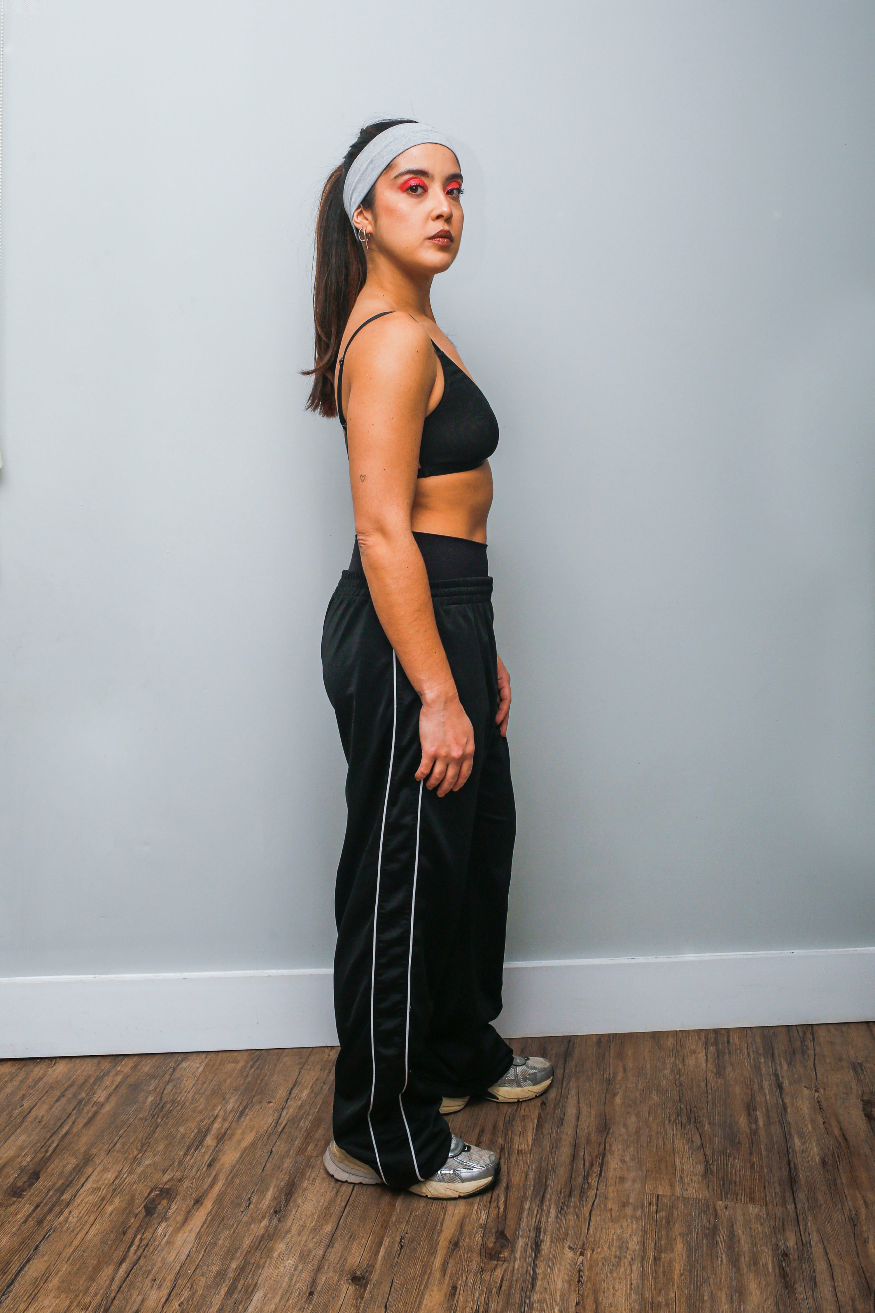 Black Track Sportwear Pants with White Piping