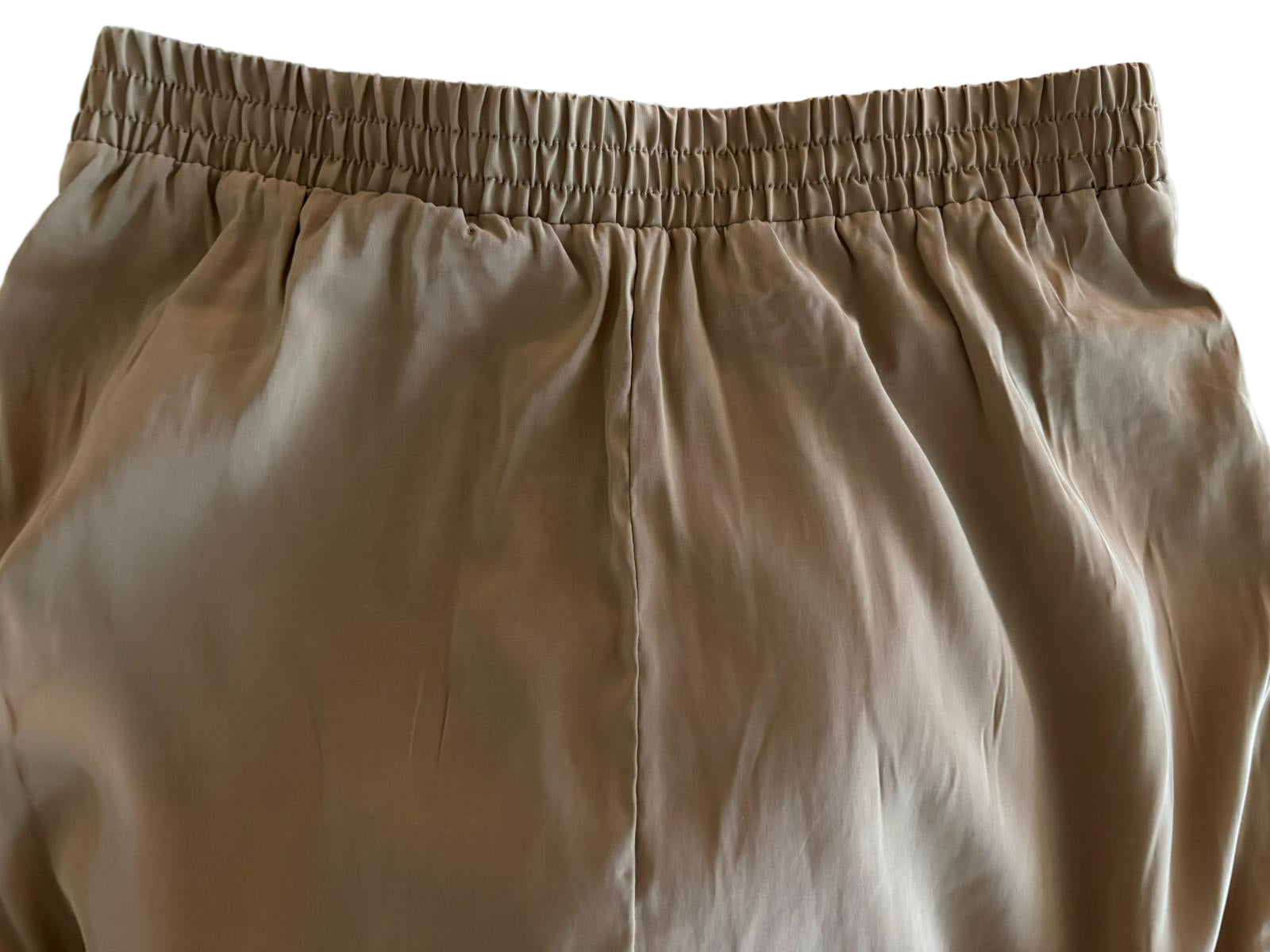 High-Waisted A-Line Midi Skirt in Camel Brown size 8