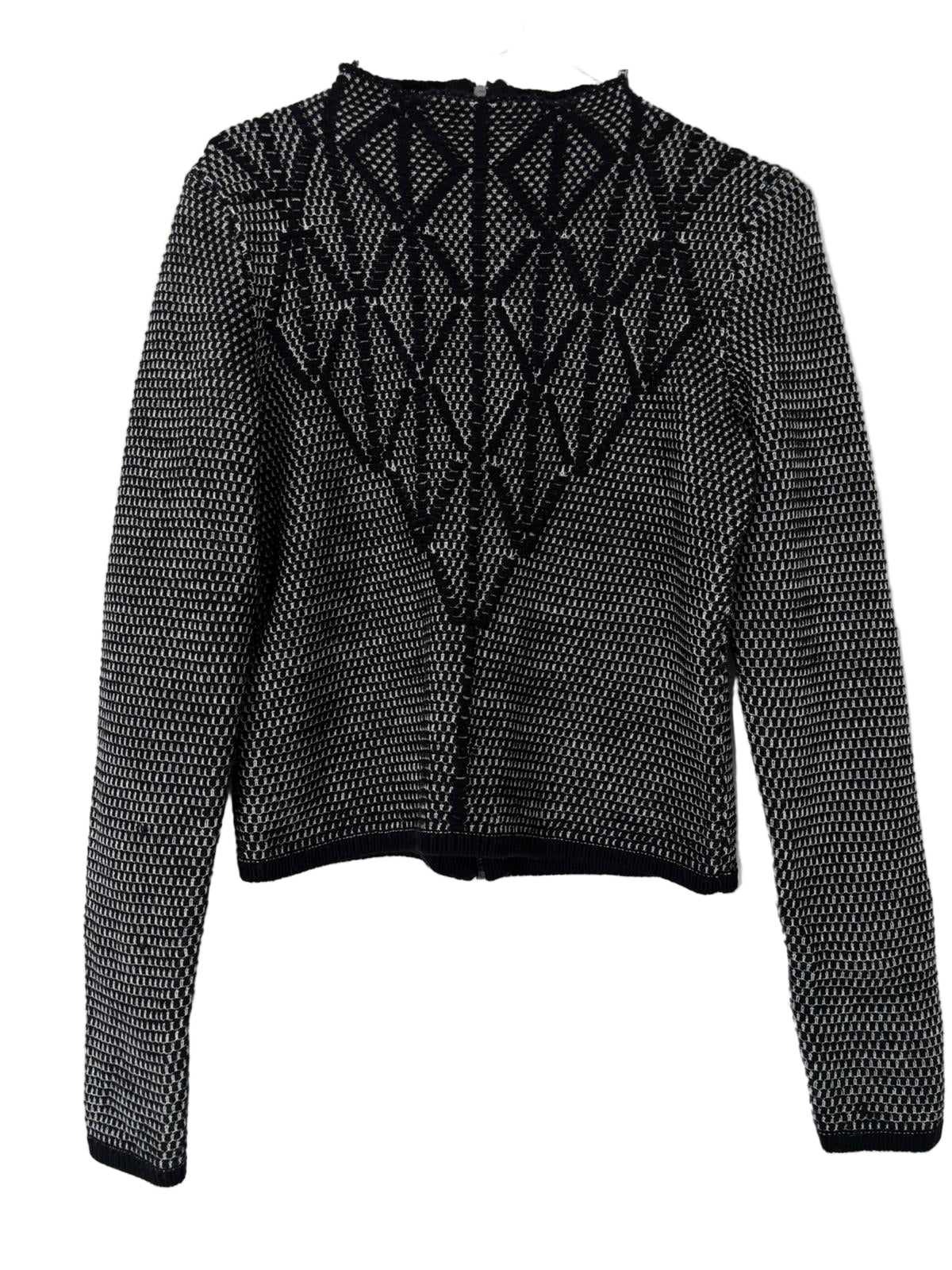 Black and White Long-Sleeve Knit Top size M