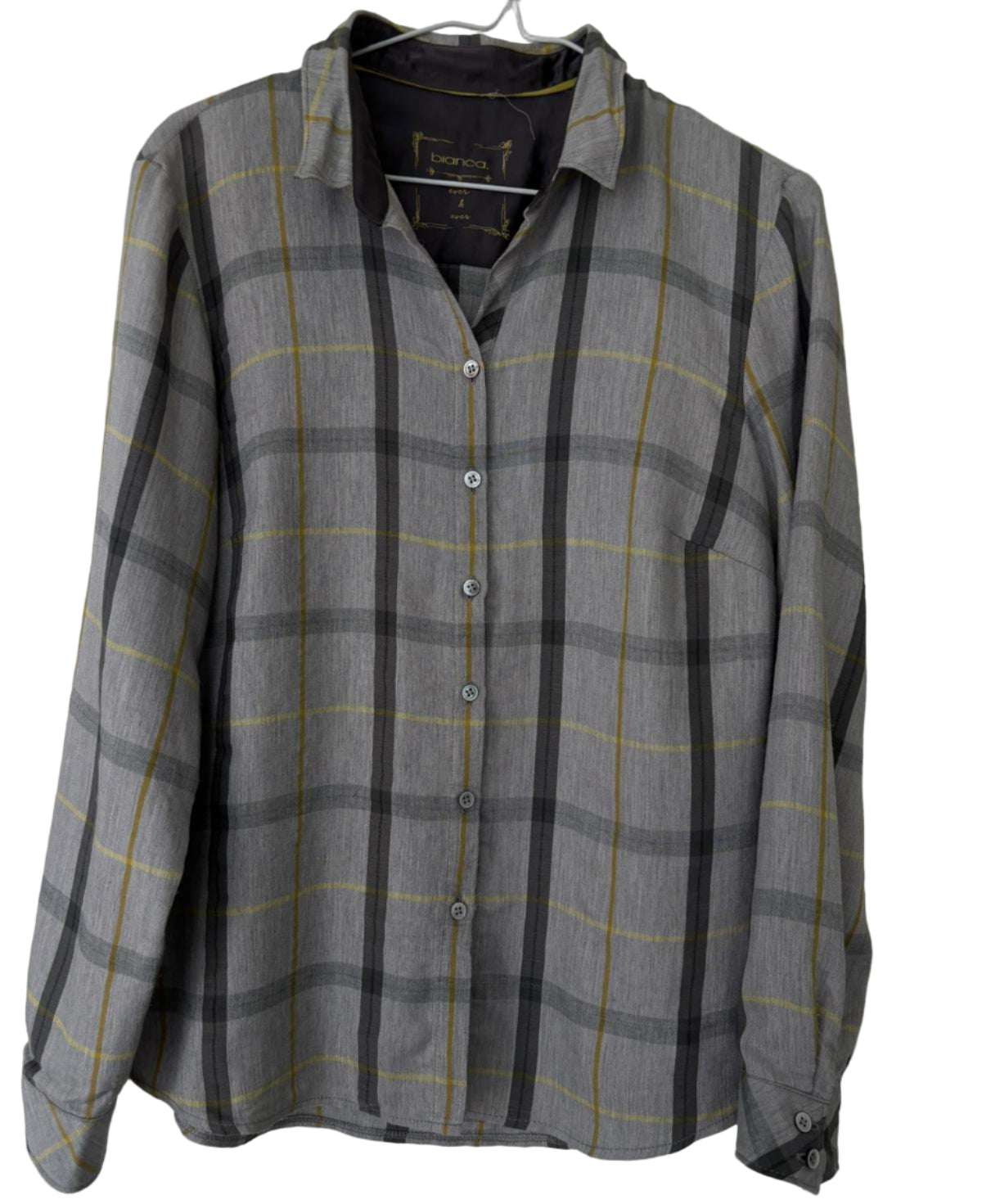 Bianca Grey Long Sleeve Button-Down Shirt size S