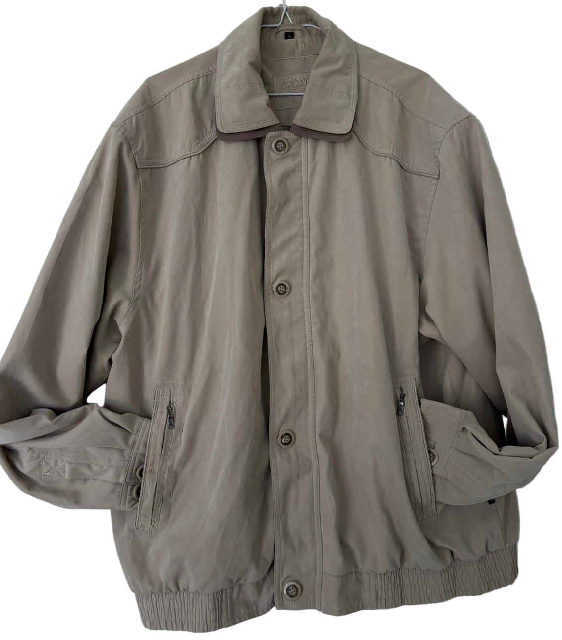 Saxon Winter Beige Bomber Jacket  Size XL Collared Elastic Waist
